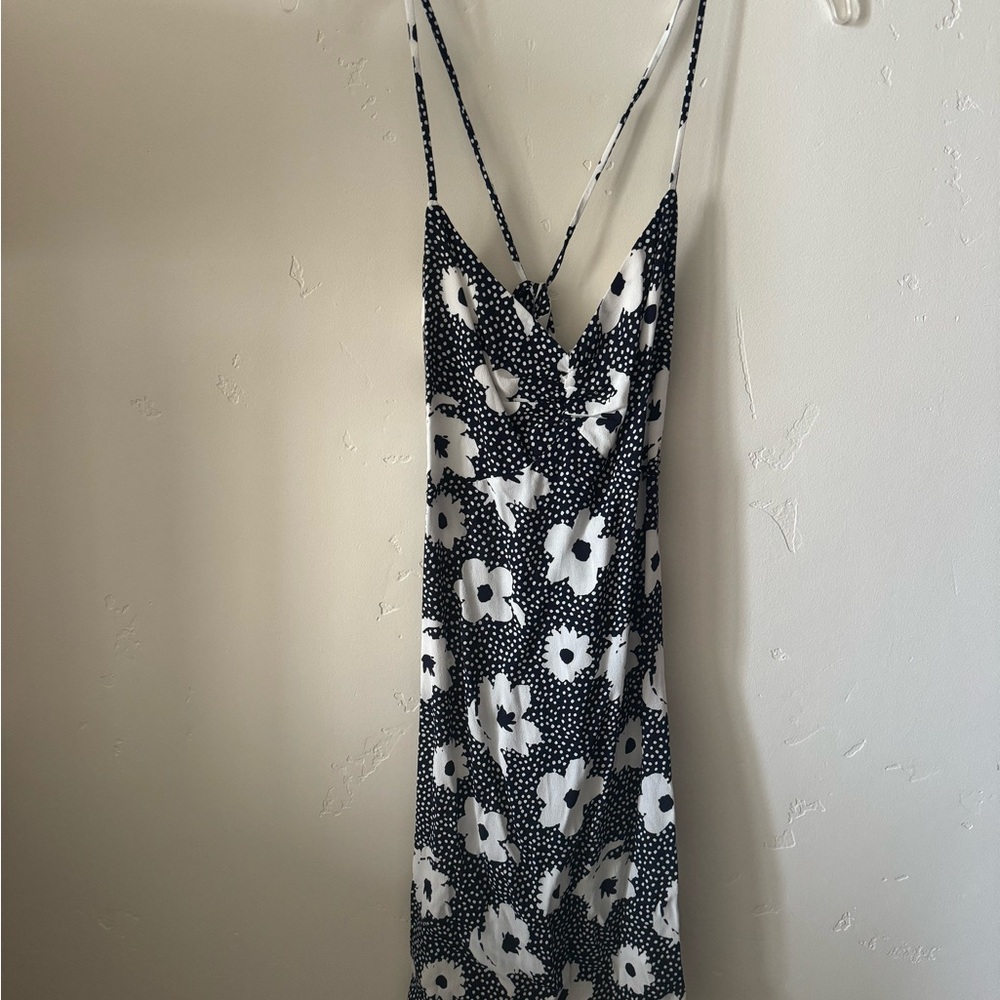 Blue and white midi dress